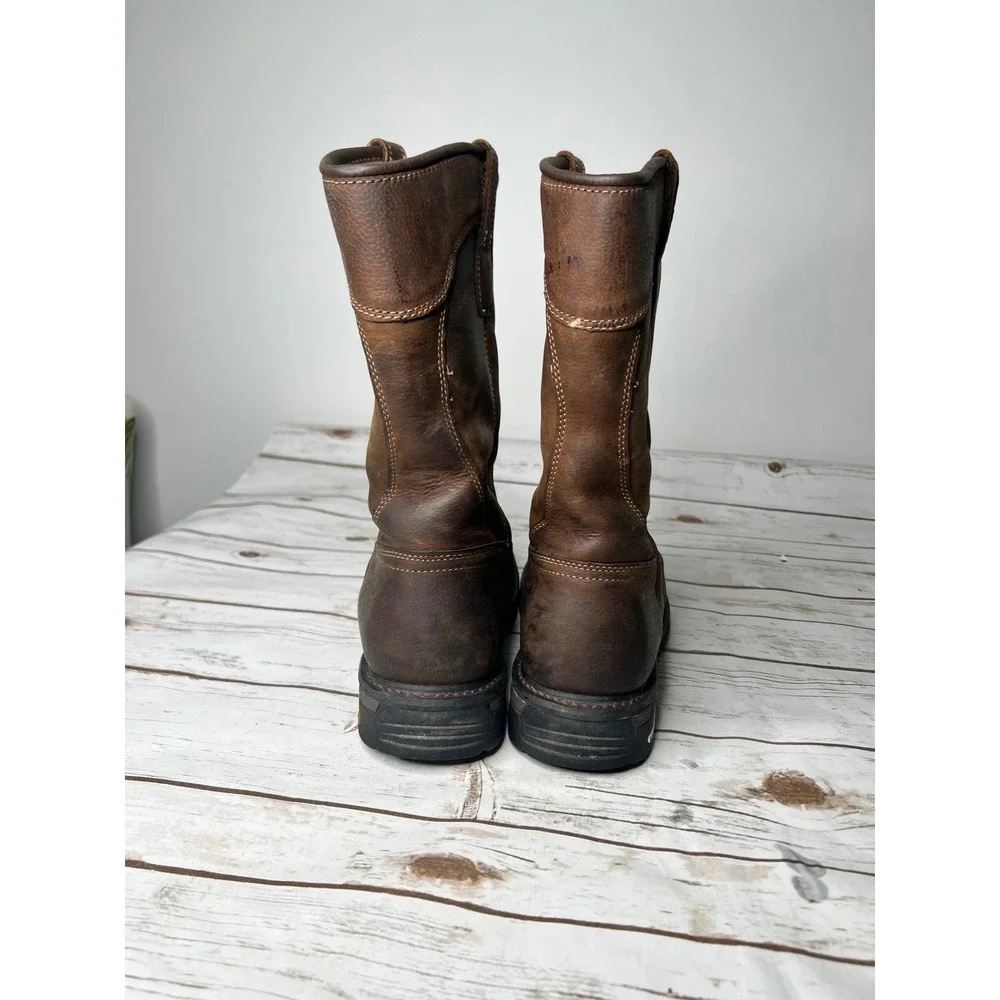 Carhartt Wellington Work Boots Brown Leather Square Toe CMP1218 Men's 14 W